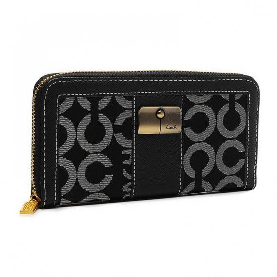 Coach Kristin Lock In Signature Large Black Wallets ETK - Click Image to Close